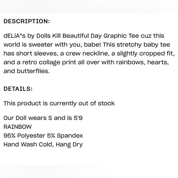 🏷️ BNWT *dELiA*s x Dolls Kill XL 90’s Style Striped Crop~🌈🦋💕💙 - Picture 7 of 9